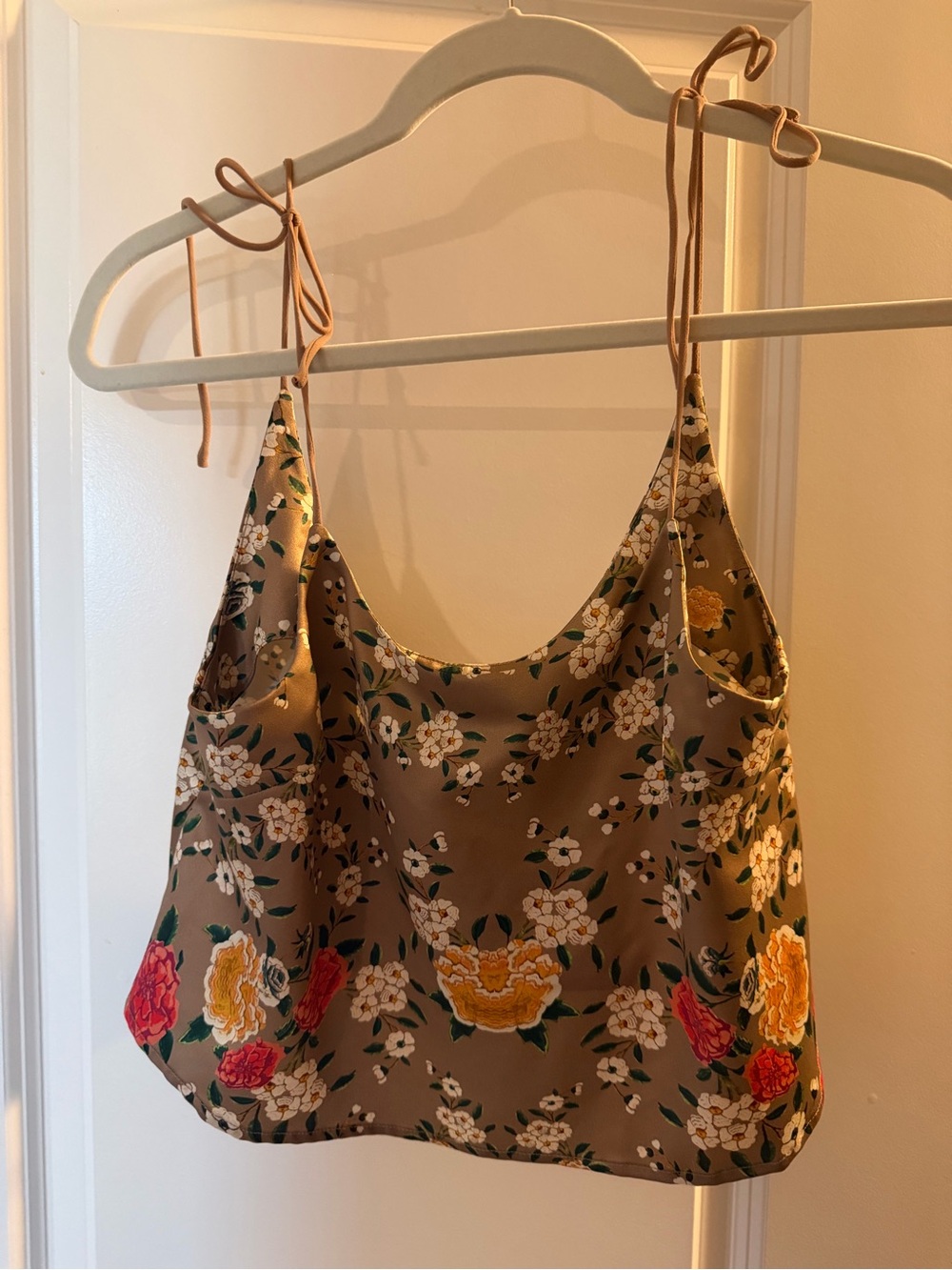 NBD Floral Cami in Brown with Yellow & Red Flowers